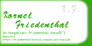 kornel friedenthal business card